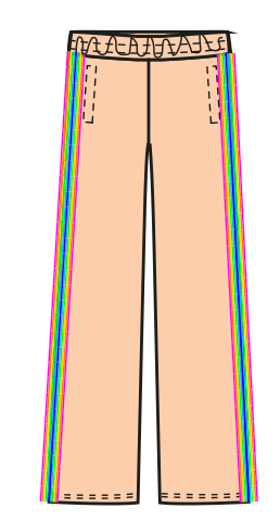 VEDA VELOUR RAINBOW TAPE WIDE LEG PANT - CLAY